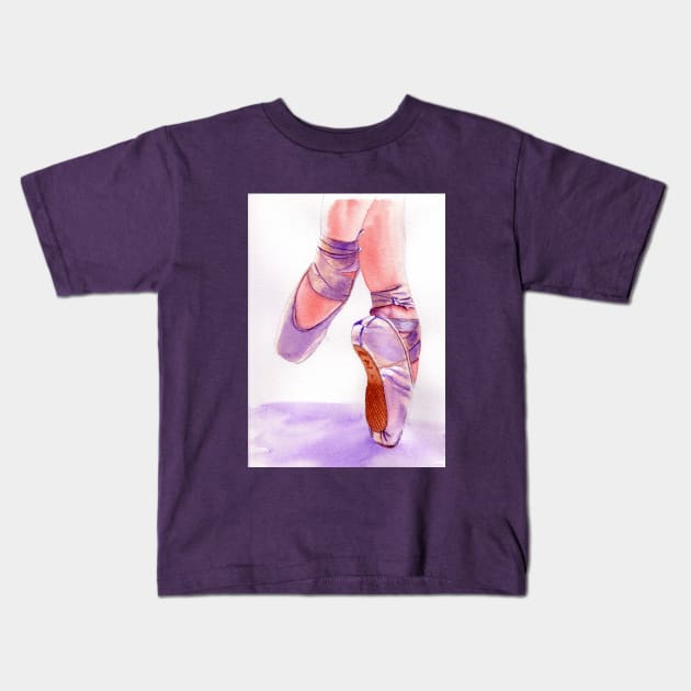 Ballet Pointe Shoes Painting Kids T-Shirt by MMcBuck